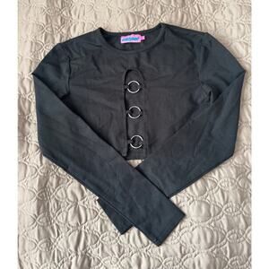 Black Long Sleeve Cropped Top, Edikted